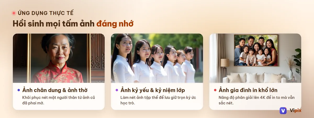 Các ứng dụng làm nét ảnh: ảnh thờ, ảnh kỷ yếu và ảnh gia đình in lại